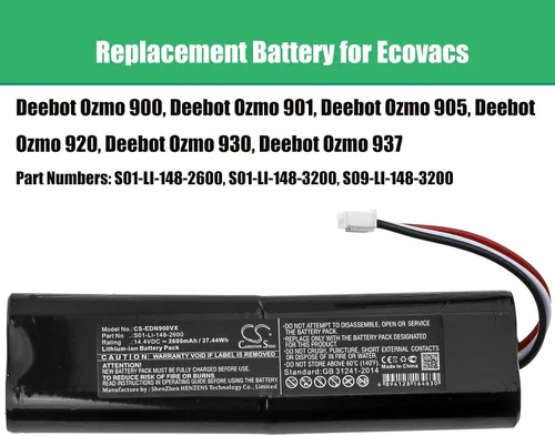 Vista 4 de Batería de repuesto para Ecovacs Deebot Ozmo 900 Deebot Ozmo 901 Deebot Ozmo 901 Deebot Ozmo 905 Deebot Ozmo 920 Deebot Ozmo 930 Deebot Ozmo 937