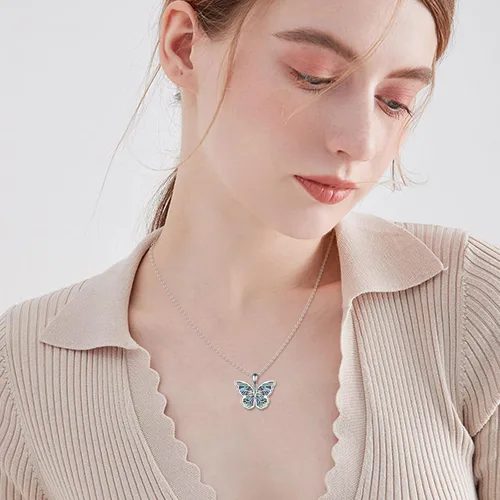 Vista 2 de URONE Collar con colgante de mariposa para mujer, plata de ley, joyería de mariposa, regalos para mujer