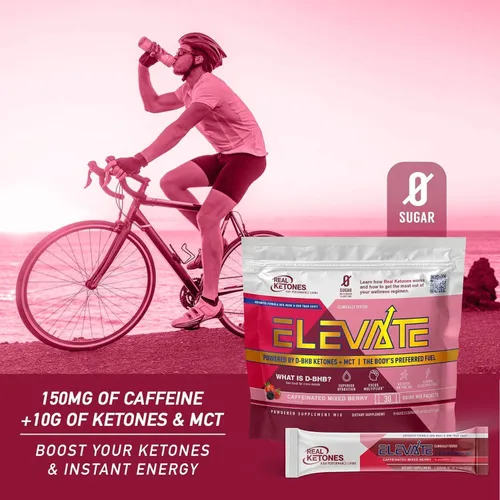 Vista 4 de Real Ketones MCT & BHB - Paquetes de mezcla de bebidas de cetonas exógenas Elevate Keto electrolitos en polvo, sin azúcar, con 4 electrolitos