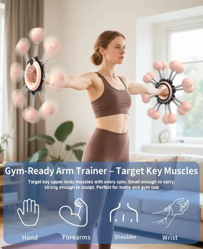 Vista 6 de TINRIEF Entrenamiento de Brazo para Hombres y Mujeres, Entrenador de Antebrazo de 360° con Manivela Manual, Entrenador de Pecho, Equipo