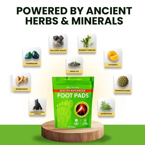 Vista 8 de Sole Serenity Foot Pads - Mineral de Zeolita, Raíz de Jengibre, Ajenjo, Vinagre de Bambú, Spa para Pies con Pies Adoloridos (Paquete de 2)