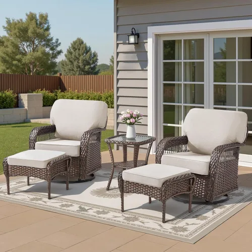 Vista 37 de Sofá de mimbre para patio al aire libre de 75 pulgadas, sofá de ratán para todo tipo de clima, sofá de respaldo alto con asiento profundo y funda