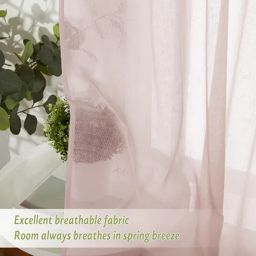 Vista 3 de PONY DANCE Cortinas semitraslúcidas para ventana, decoración natural del hogar, elegante lino con textura, diseño elegante para sala de estar, 52