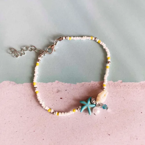 Vista 3 de Tobilleras de cadena de estrellas de mar, tobilleras para pies de playa, para mujeres y niñas