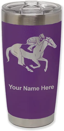 Vista 14 de LaserGram Vaso aislado al vacío de 20 onzas, carreras de caballos, grabado personalizado incluido (negro)