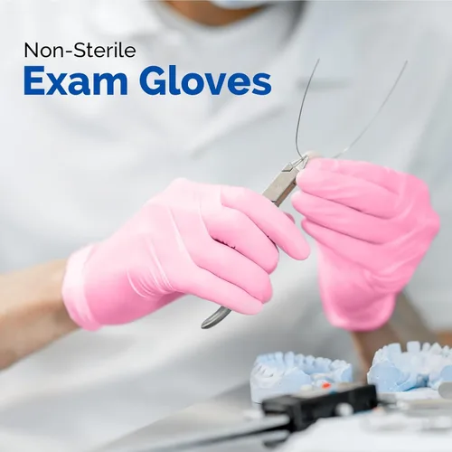 Vista 2 de JMU Guantes de Nitrilo Rosa, No Estériles, Guantes de Examen Desechables Sin Látex para Médico Esteticista, XS/S/M/L/XL, 200-4000