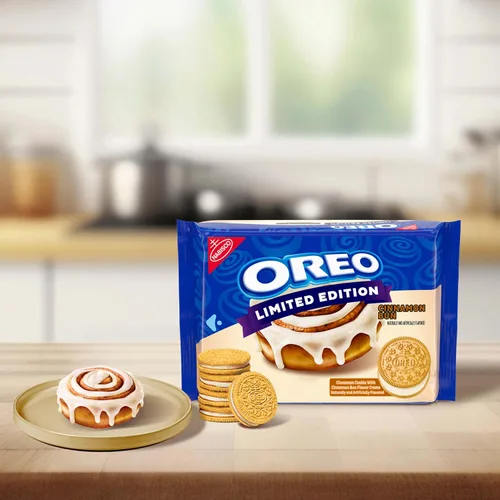 Vista 5 de OREO Galletas sándwich de bollo de canela, edición limitada, 10.68 onzas