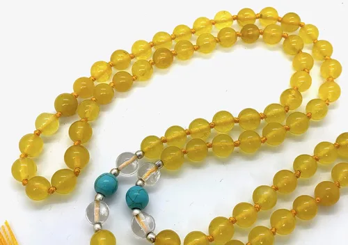 Vista 4 de Collares energizados de 7 chakras mala anudados a mano, 108 cuentas mala Japa mala Cuentas de oración budista Cuentas de meditación Cristales
