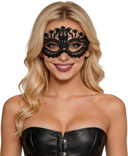 Vista 17 de Bonnie Z. Leonardo Máscaras de mascarada para mujer A-gato negro