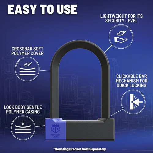 Vista 4 de PENTAGON Bike U Lock - Candado antirrobo patentado de alta resistencia ULock - Ultra ligero vendido seguro oro bicicleta seguridad D bloqueo