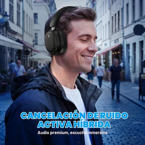 Vista 9 de Auriculares Bluetooth, auriculares con cancelación de ruido inalámbricos Negro