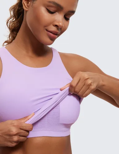 Vista 3 de CRZ YOGA Butterluxe - Camiseta sin mangas de cuello alto con espalda cruzada para mujer, con brasier integrado, para entrenamiento, yoga, atlética