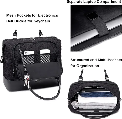 Vista 4 de CAMTOP - Bolsa de viaje de fin de semana para mujer, bolsa de lona con espacio para laptop de15.6 pulgadas