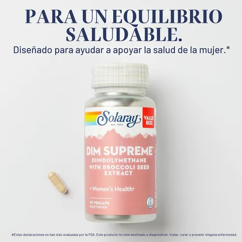 Vista 3 de SOLARAY DIM Supreme - Suplemento DIM de 100 mg - Complejo DIM de diindolilmetano con extracto de semilla de brócoli y bioflavonoides - Apoyo a