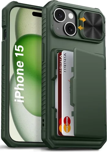 Vista 48 de Vihibii Funda para iPhone 13 Pro Max/iPhone 12 Pro Max con tarjetero (4 tarjetas) [bloqueo RFID] y cubierta de cámara deslizante, protección contra