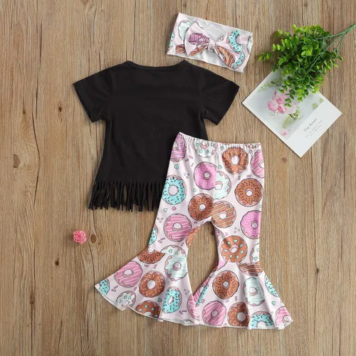 Vista 3 de Conjunto de 2 piezas de ropa de invierno para recién nacido, de manga larga, de encaje, con abertura en los pantalones vaqueros