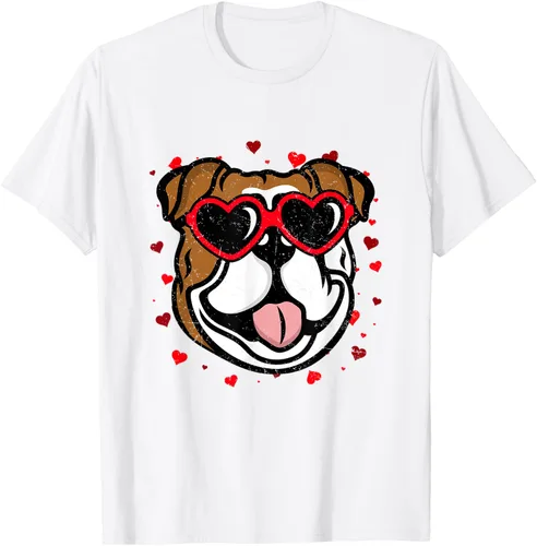Vista 52 de Bulldog Valentine - Camiseta para amantes de las gafas de sol para perros, Negro