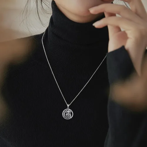 Vista 3 de AXELUNA Collares de plata de ley con nudo celta luna con colgante de búho, collar para mujer, Plata esterlina, Circón