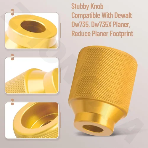 Vista 7 de Pomo rechoncho de aleación de aluminio compatible con la perilla Dewalt DW735 para cepilladora Stubby, DW735X (amarillo)