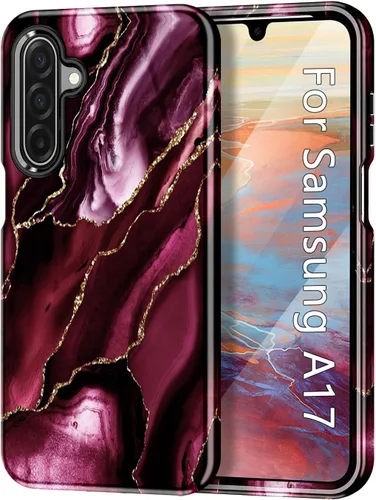 Vista 13 de Btscase Funda para Samsung Galaxy A16 5G, patrón de mármol 3 en 1, resistente a prueba de golpes, cuerpo completo, policarbonato duro y suave Rosa