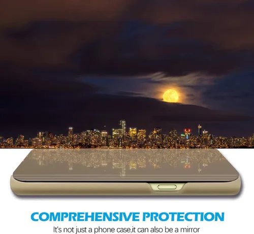 Vista 2 de Funda compatible con Samsung Galaxy Note 20 Ultra, funda de piel transparente con espejo S-View, a prueba de golpes, con función atril