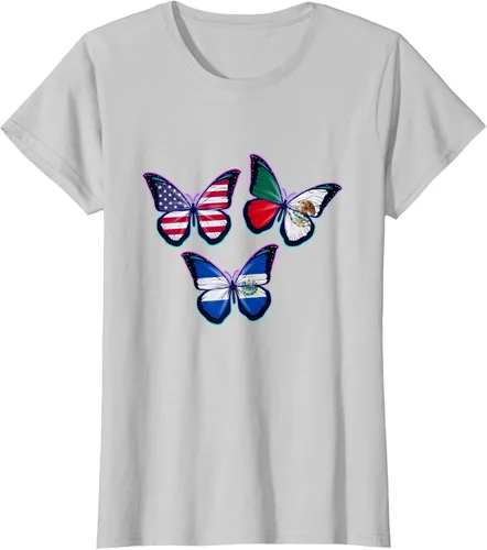 Vista 23 de Multiculti Heritage. Camiseta El Salvador México y Estados Unidos