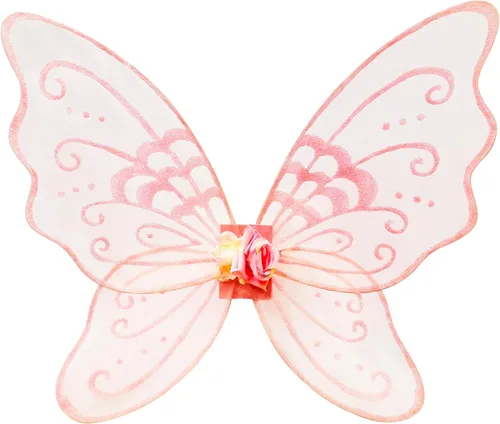 Vista 7 de DJDLPARTY Conjunto de disfraz de hada rosa para niñas con alas y diadema