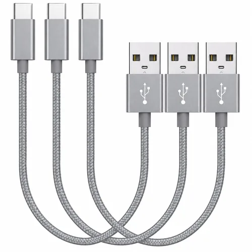Vista 2 de Paquete de 3 cables USB C, cable de carga rápida USB A a USB C de 10 pulgadas, cable de carga USB tipo C trenzado para iPhone 16 15, Samsung Galaxy