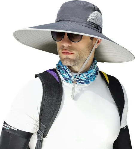 Vista 14 de Leotruny Sombreros de ala ancha para hombre UPF50+ sombrero impermeable transpirable para pesca, senderismo, camping