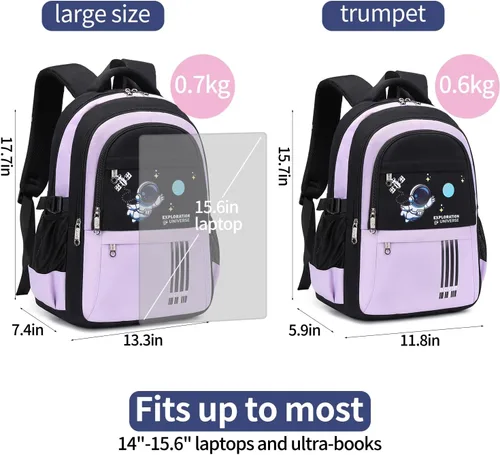 Vista 2 de Mochila para niños, bonita mochila preescolar ligera para niños pequeños y niñas, Púrpura, Escuela