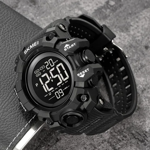 Vista 4 de Gosasa Reloj deportivo digital de cara grande para hombre, reloj de pulsera militar impermeable con temporizador de cuenta regresiva