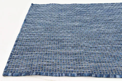 Vista 9 de Unique Loom Collection Alfombra de Área Plana Casual de Transición Sólida Jaspeada para Interiores/Exteriores (Pasillo 2' x 6' 1", Azul/Azul Marino)