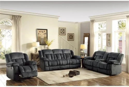 Vista 5 de Pemberly Row Sofá biplaza reclinable tradicional de microfibra doble en carbón