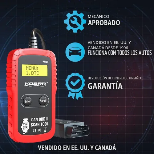 Vista 3 de Kobra - Escáner OBD2 - Lector de código de automóvil, herramientas de diagnóstico universal de automóvil OBD para todos los automóviles, lectores