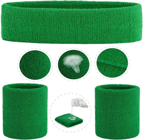 Vista 121 de ONUPGO - Conjunto de diadema y muñequeras deportivas para el sudor, hechas de algodón con bucles, muñequeras, contra humedad