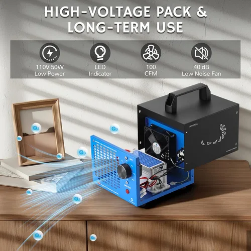 Vista 5 de Airthereal MA5K - Generador de ozono para el hogar, eliminador de olores ionizador de aire de ozono con temporizador de 120 minutos, diseño ligero