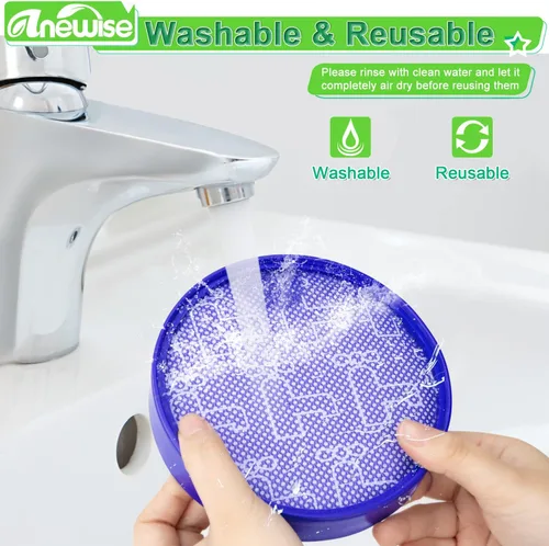 Vista 7 de Anewise Kits de filtro de repuesto para filtros de bola de vacío Dyson dc25, incluye 1 filtro premotor lavable 919171-02 y 1 filtro Hepa 916188-05