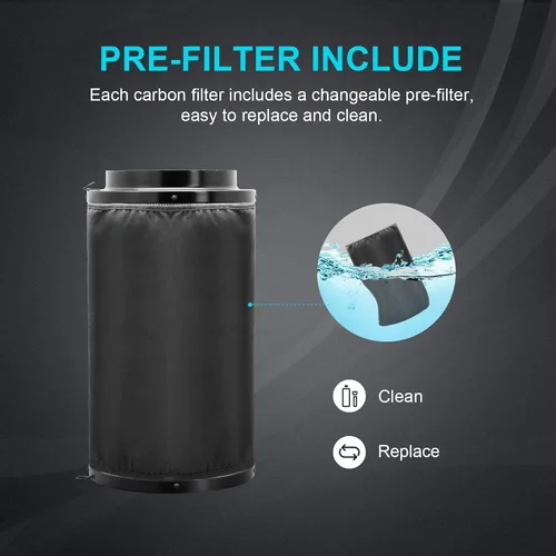 Vista 6 de HealSmart Filtro de Carbón de Aire de 4 Pulgadas 4" Carbón Virgen Australiano Premium Control de Malos Olores, Compatible con Ventiladores