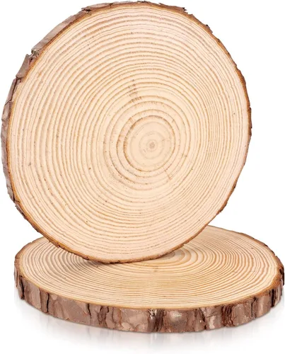 Vista 16 de FSWCCK Paquete de 6 rodajas de madera redondas naturales sin terminar, círculo de madera de 7-8 pulgadas, losas de madera grandes para centros