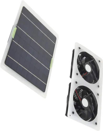 Vista 4 de Kit de ventilador de panel solar, 100 W, 12 V, 2 A, ventilador de escape doble portátil, juego de paneles solares para el hogar, RV, invernadero