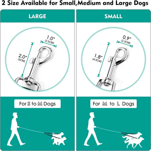 Vista 6 de 2 correas para perro, doble correa para perro, correa elástica sin enredos, correa elástica para perro, giratoria de 360°, sin enredos, correa doble