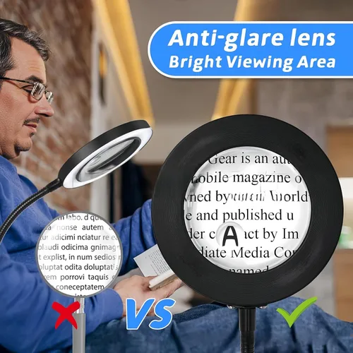Vista 7 de Lupa de 10X con luz de tres colores de temperatura LED de altura ajustable luces de piso adecuadas para leer, artesanías y comerciantes de joyas