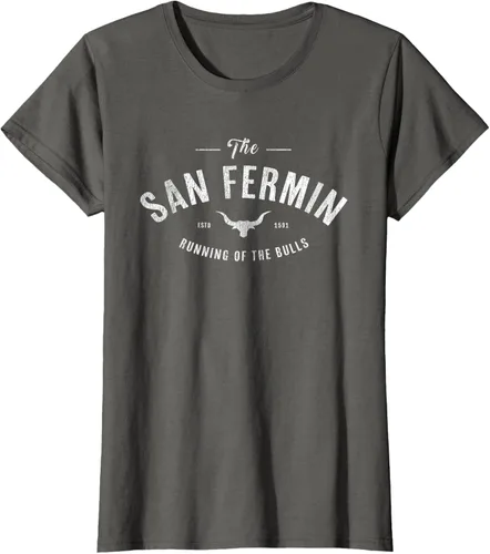 Vista 7 de The Running of the Bulls" - Pamplona Gift - Camiseta San Fermin, Rojo, S Asfalto