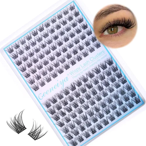 Vista 11 de Extensiones de pestañas en racimo con banda transparente, pestañas cortas y onduladas C, extensiones de pestañas naturales en racimo, pestañas