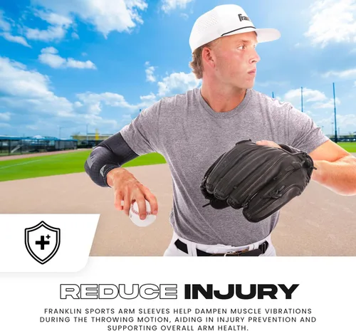 Vista 6 de Franklin Sports Mangas de compresión para brazo de béisbol y softbol para hombres y mujeres, varios tamaños