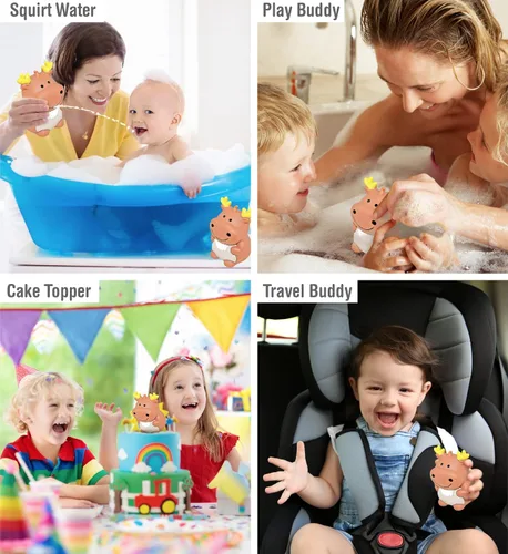 Vista 3 de DolliBu Moose Bath Buddy Squirter - Juguete de baño de goma de alce flotante, divertido juego de baño para niños pequeños, lindo y suave juguete