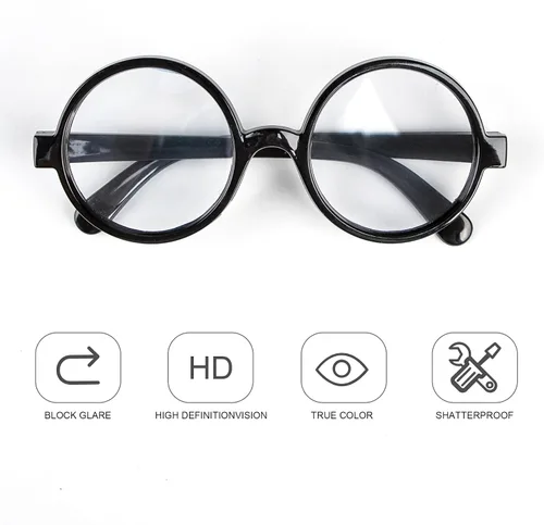 Vista 2 de Gafas de mago Lentes redondos de nerd Shapped, accesorios de gafas de disfraz de Halloween para disfraces, concurso de disfraces, disfraz