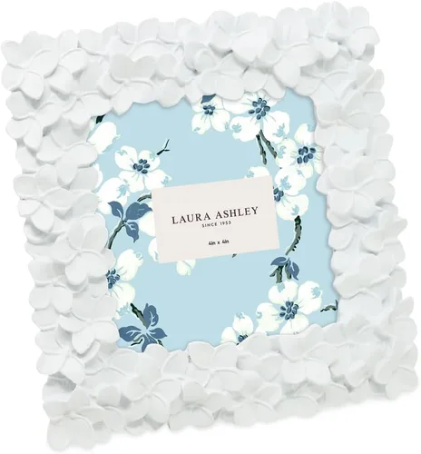 Vista 17 de Laura Ashley - Marco de fotos 4x4 negro con textura floral hecho a mano en resina con caballete y gancho para mesa y pared, diseño floral decorativo