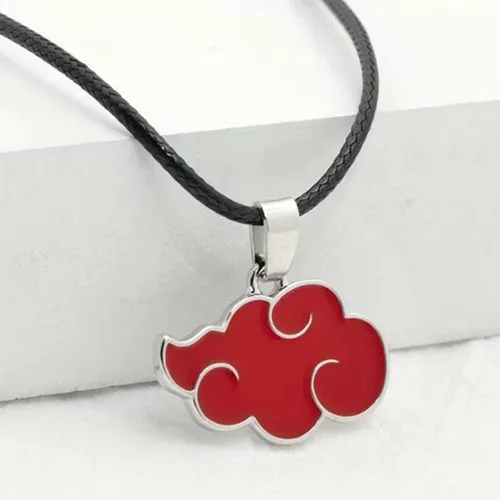 Vista 7 de BC Bella Colour Collar de anime, collar con colgante en forma de nube roja y llavero a juego, regalo para amantes del anime y fanáticos del anime