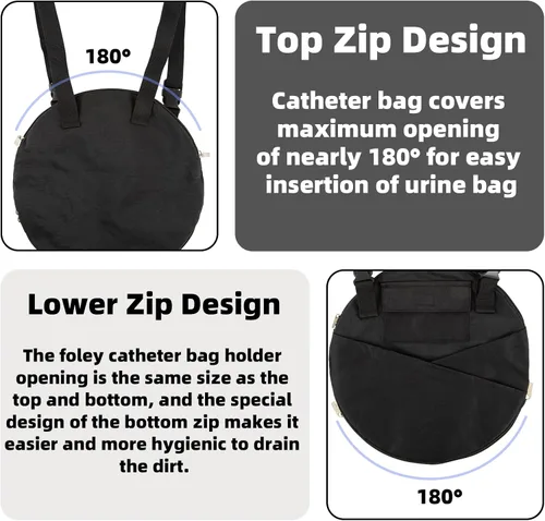 Vista 4 de Foley - Fundas para bolsa de catéter de 67.6 fl oz, funda para bolsa de catéter Foley para silla de ruedas, soporte para bolsa de catéter Foley